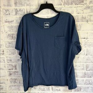 The North Face Women’s 3X Short Sleeve Tee Navy Blue Pocket Casual Comfort